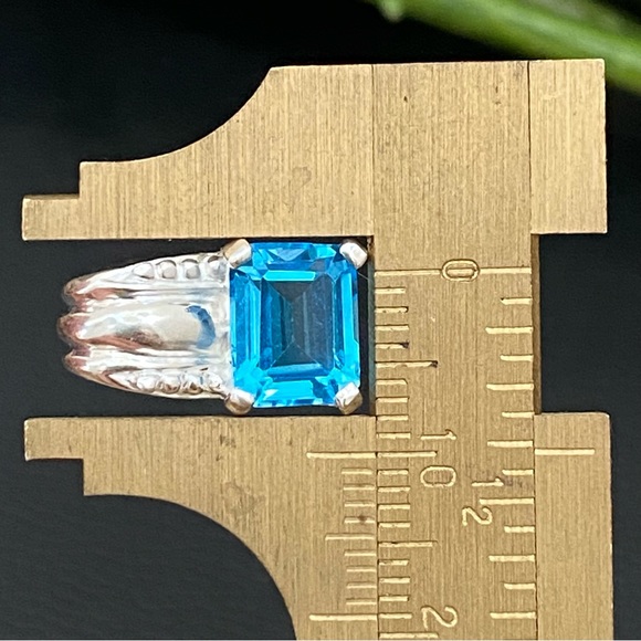 Sterling Silver SCBS 925 Emerald Cut Blue Topaz CZ Cubic Zirconia Pendant 2.9g - Picture 13 of 15